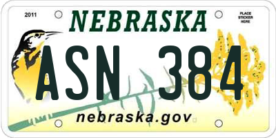 NE license plate ASN384