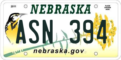 NE license plate ASN394