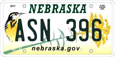 NE license plate ASN396