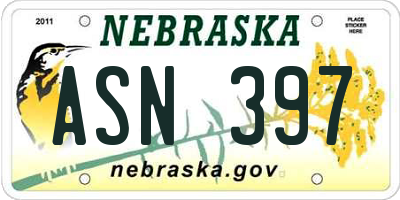 NE license plate ASN397