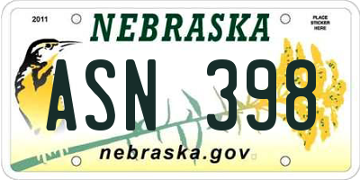 NE license plate ASN398
