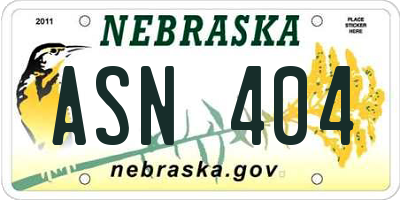 NE license plate ASN404