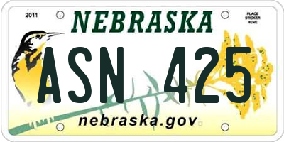 NE license plate ASN425