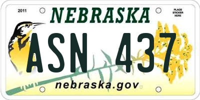 NE license plate ASN437