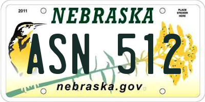 NE license plate ASN512