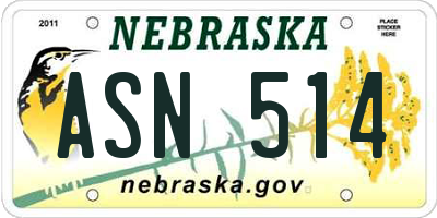 NE license plate ASN514