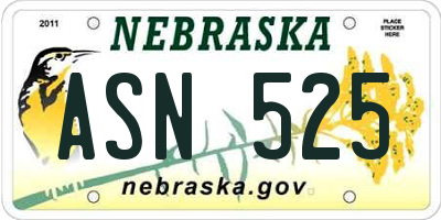 NE license plate ASN525
