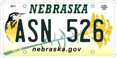 NE license plate ASN526