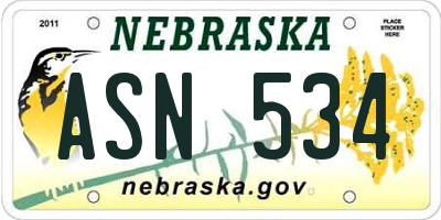 NE license plate ASN534