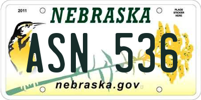 NE license plate ASN536