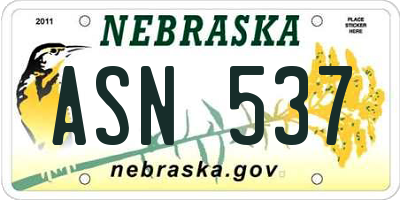 NE license plate ASN537