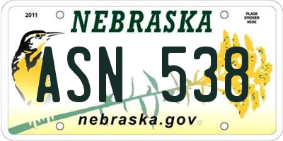 NE license plate ASN538