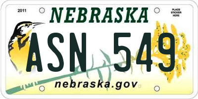 NE license plate ASN549