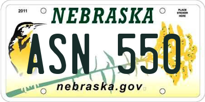 NE license plate ASN550