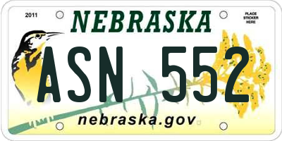 NE license plate ASN552