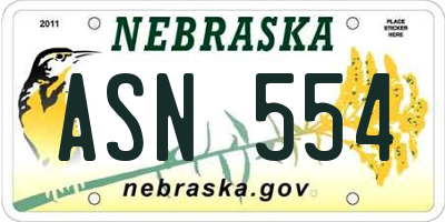 NE license plate ASN554