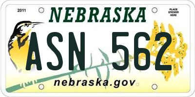 NE license plate ASN562