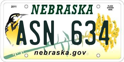NE license plate ASN634