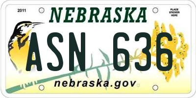 NE license plate ASN636