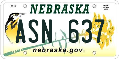 NE license plate ASN637