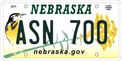NE license plate ASN700