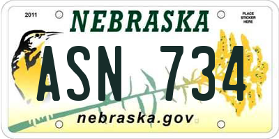 NE license plate ASN734