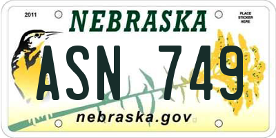 NE license plate ASN749
