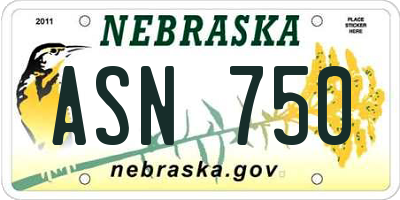 NE license plate ASN750
