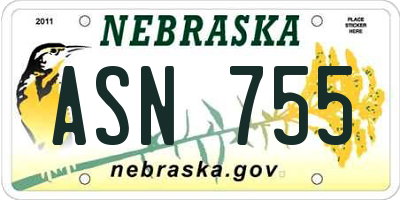 NE license plate ASN755