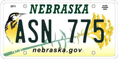 NE license plate ASN775