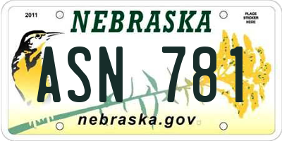 NE license plate ASN781