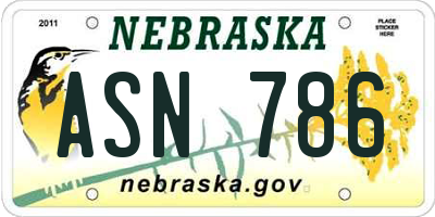 NE license plate ASN786