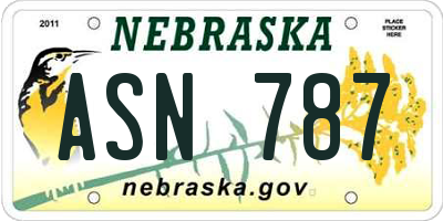 NE license plate ASN787