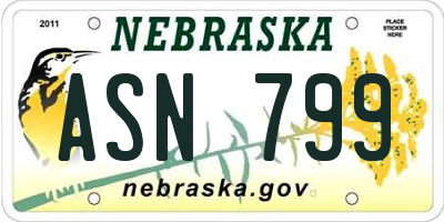 NE license plate ASN799