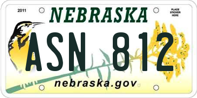 NE license plate ASN812
