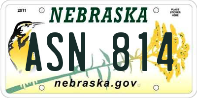 NE license plate ASN814