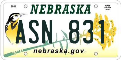 NE license plate ASN831