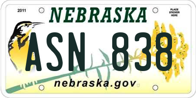 NE license plate ASN838
