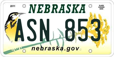 NE license plate ASN853