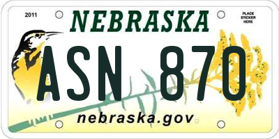 NE license plate ASN870