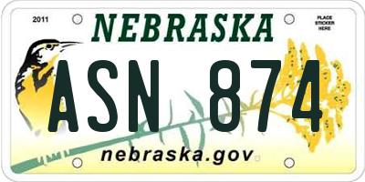 NE license plate ASN874