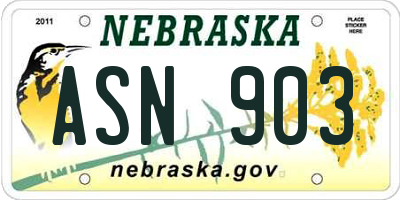 NE license plate ASN903