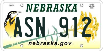 NE license plate ASN912