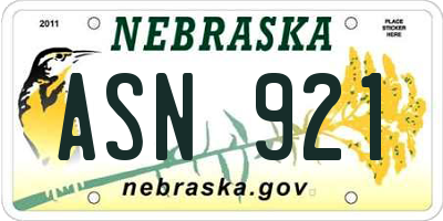 NE license plate ASN921