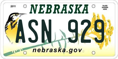 NE license plate ASN929
