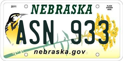 NE license plate ASN933
