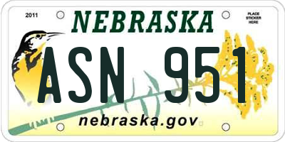 NE license plate ASN951