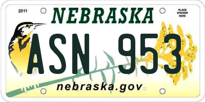 NE license plate ASN953