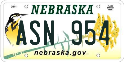 NE license plate ASN954