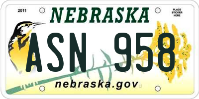 NE license plate ASN958